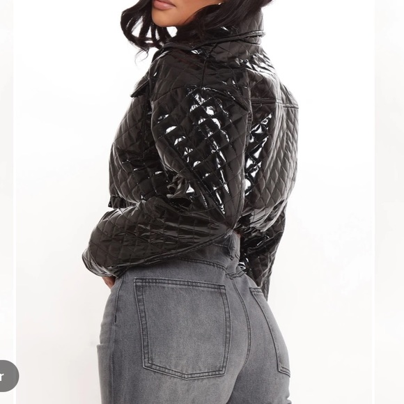 Cropped Faux Leather Jacket - Picture 3 of 7